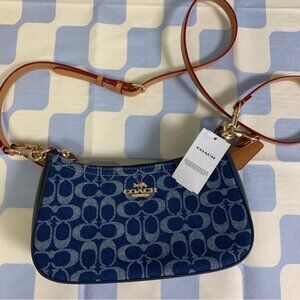 Coach Signature Blue and Tan Shoulder Bag